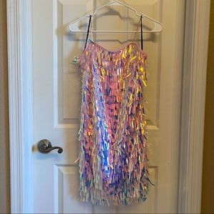 Sequin Fringe Cami Dress small